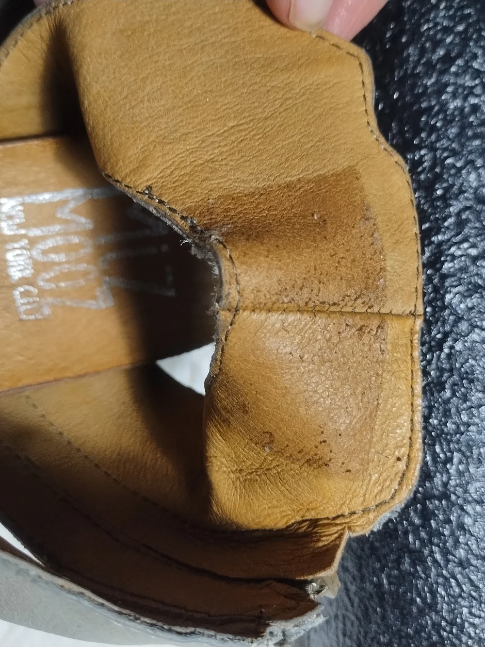 Miz Mooz Gray and Brown Leather Strappy Sandals